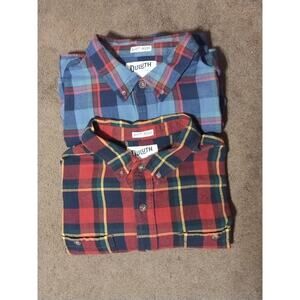 (2) Duluth Trading Co Mens Untucked Relaxed Fit Plaid Shirt Button Down SZ 2XL